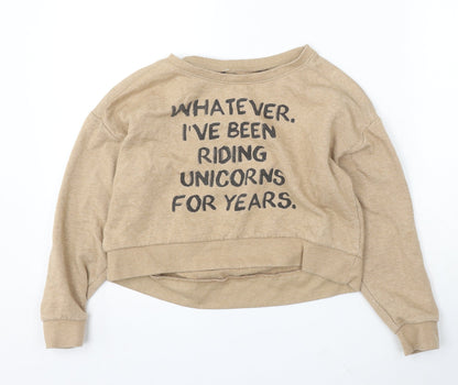 915 Generation Girls Beige Cotton Pullover Sweatshirt Size 10-11 Years