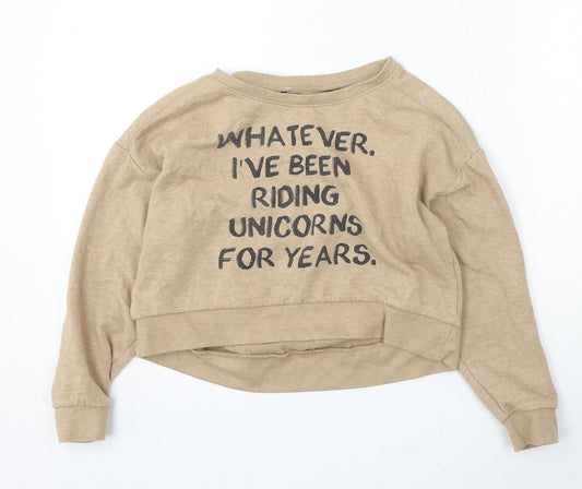 915 Generation Girls Beige Cotton Pullover Sweatshirt Size 10-11 Years