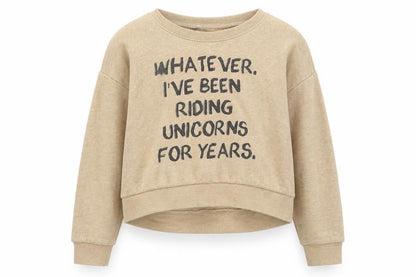 915 Generation Girls Beige Cotton Pullover Sweatshirt Size 10-11 Years