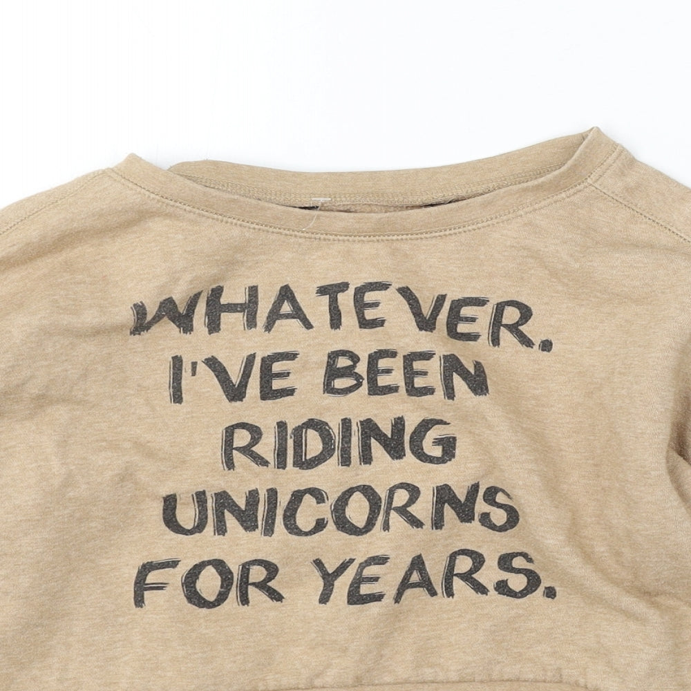 915 Generation Girls Beige Cotton Pullover Sweatshirt Size 10-11 Years