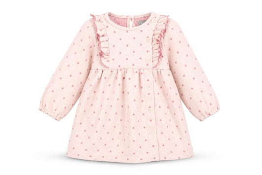 Primark Girls Pink Spotted Polyester Skater Dress Size 12-18 Months Round Neck