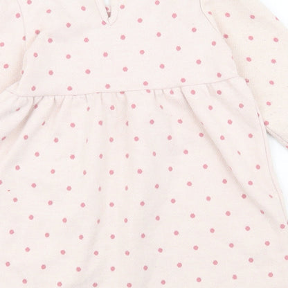 Primark Girls Pink Spotted Polyester Skater Dress Size 12-18 Months Round Neck