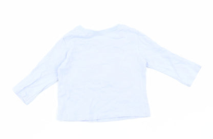 NEXT Girls Blue Cotton Basic T-Shirt Size 6-9 Months Round Neck