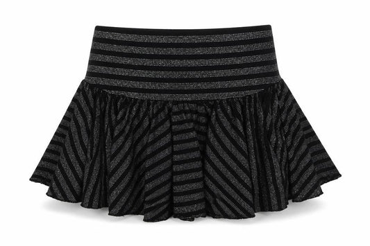 NEXT Girls Black Striped Viscose Skater Skirt Size 9 Years Regular