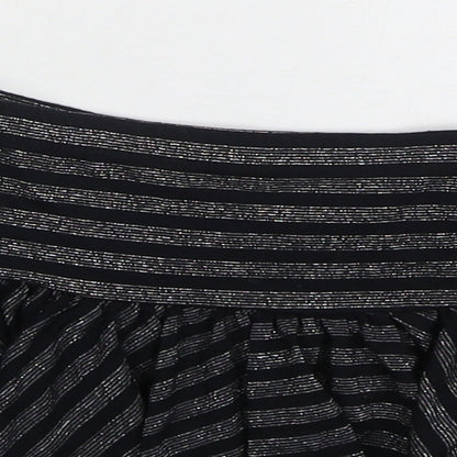 NEXT Girls Black Striped Viscose Skater Skirt Size 9 Years Regular