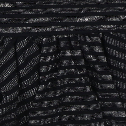 NEXT Girls Black Striped Viscose Skater Skirt Size 9 Years Regular