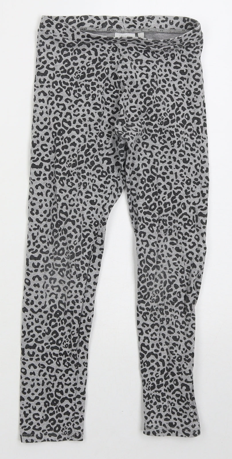 Zara Girls Grey Animal Print Cotton Carrot Trousers Size 9 Months Regular