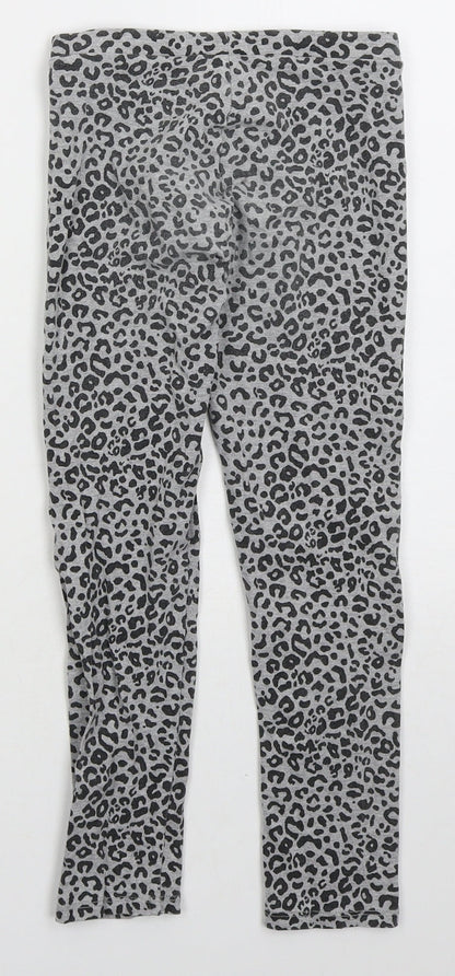 Zara Girls Grey Animal Print Cotton Carrot Trousers Size 9 Months Regular