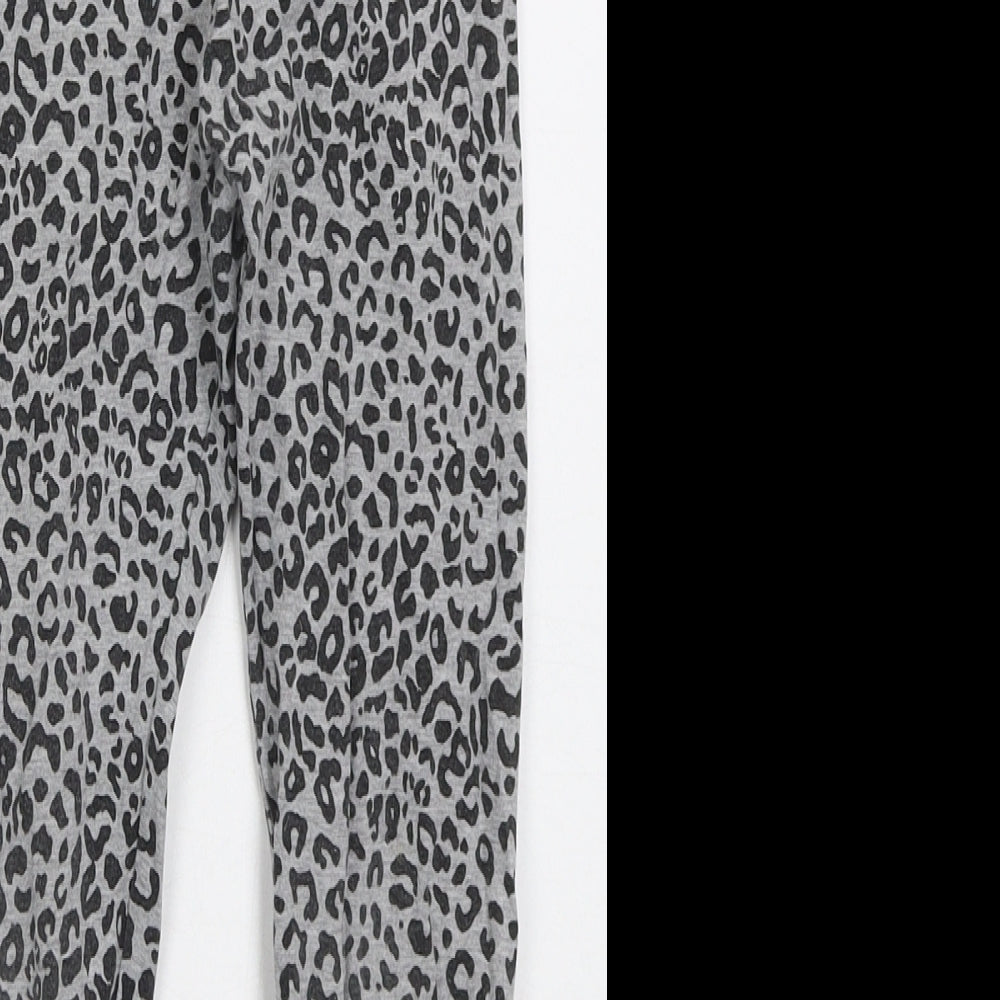 Zara Girls Grey Animal Print Cotton Carrot Trousers Size 9 Months Regular