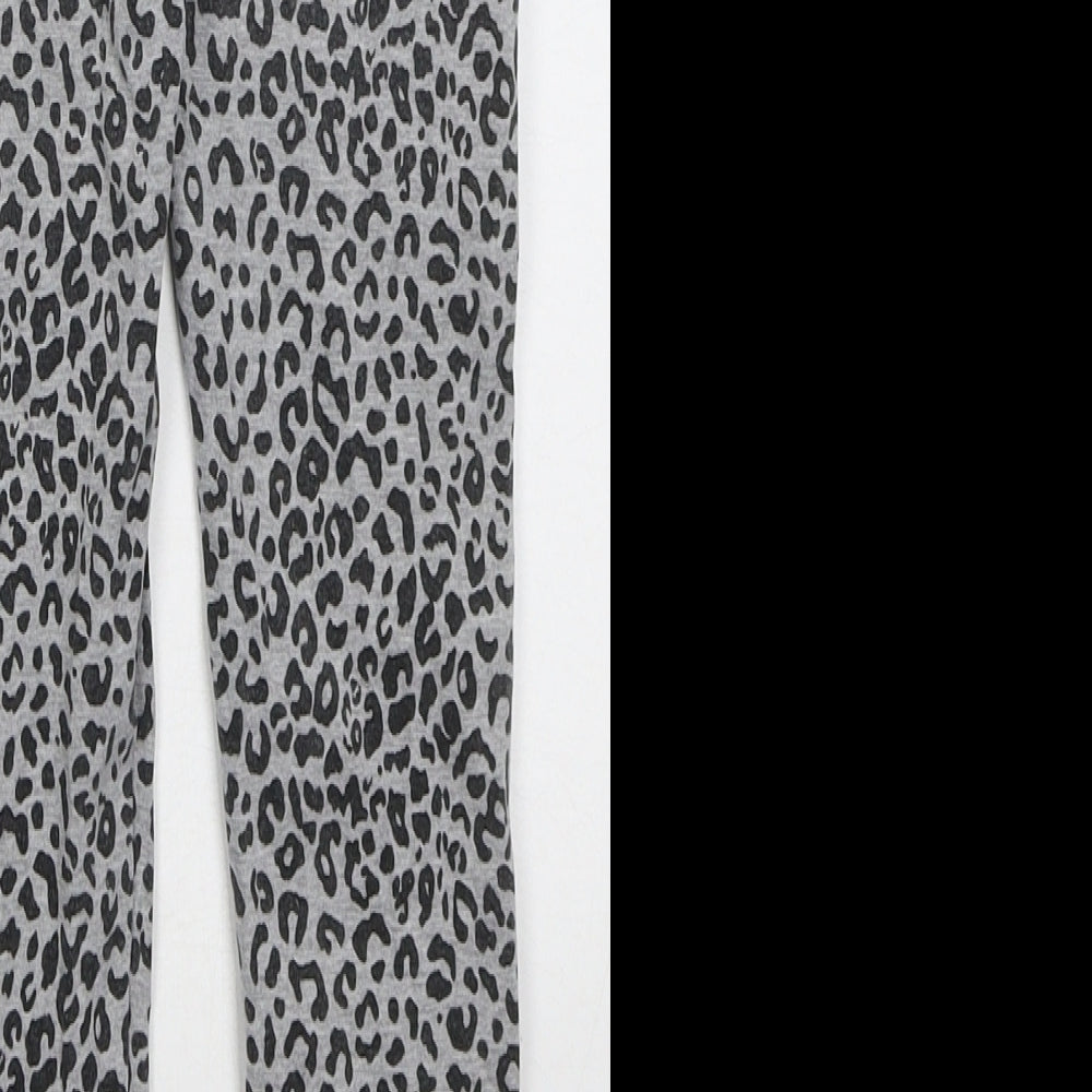 Zara Girls Grey Animal Print Cotton Carrot Trousers Size 9 Months Regular