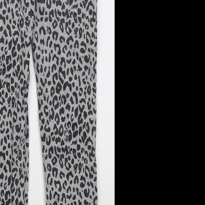 Zara Girls Grey Animal Print Cotton Carrot Trousers Size 9 Months Regular