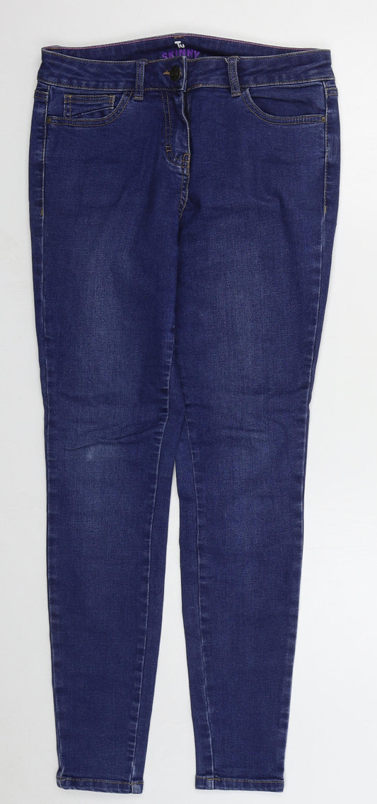 TU Womens Blue Cotton Skinny Jeans Size 8 L28 in Regular Button