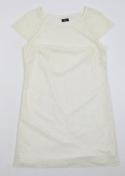 F&F Womens Ivory Polyester A-Line Size 12 Round Neck Pullover
