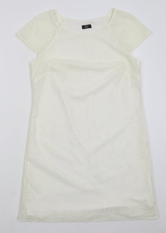 F&F Womens Ivory Polyester A-Line Size 12 Round Neck Pullover
