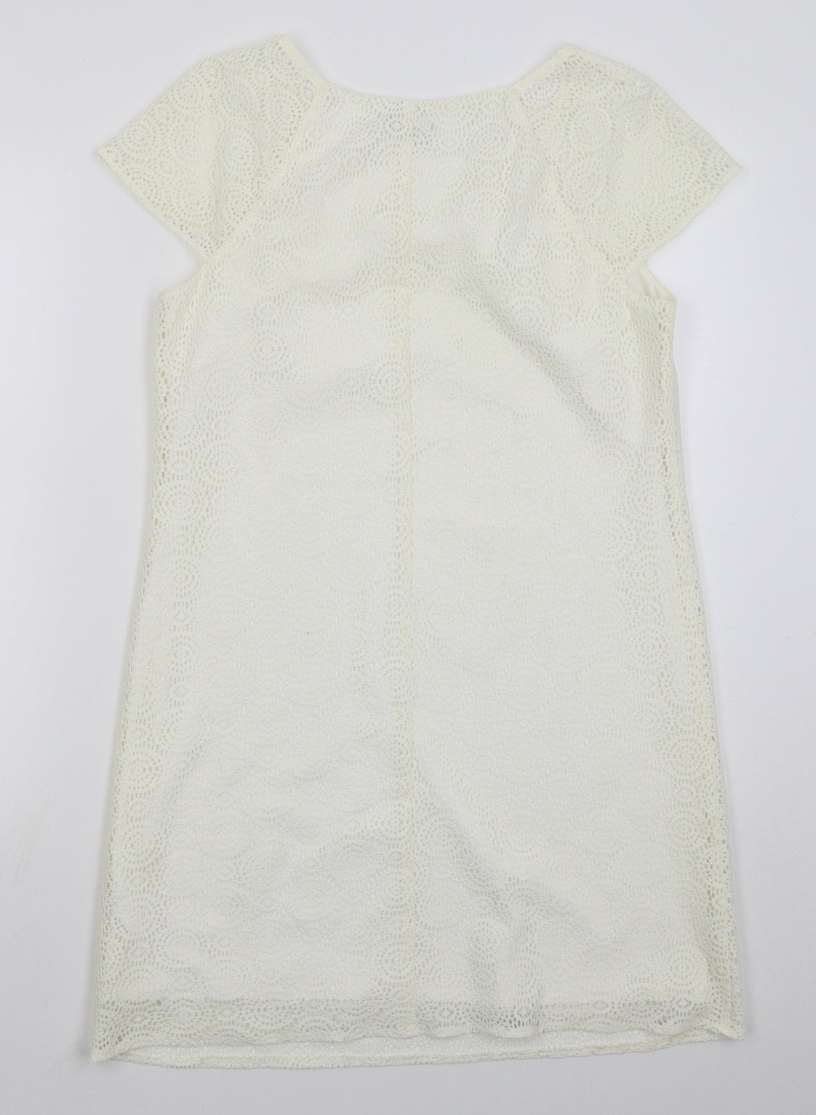 F&F Womens Ivory Polyester A-Line Size 12 Round Neck Pullover