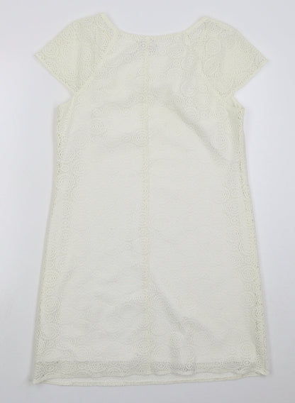 F&F Womens Ivory Polyester A-Line Size 12 Round Neck Pullover