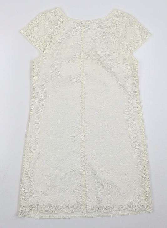 F&F Womens Ivory Polyester A-Line Size 12 Round Neck Pullover