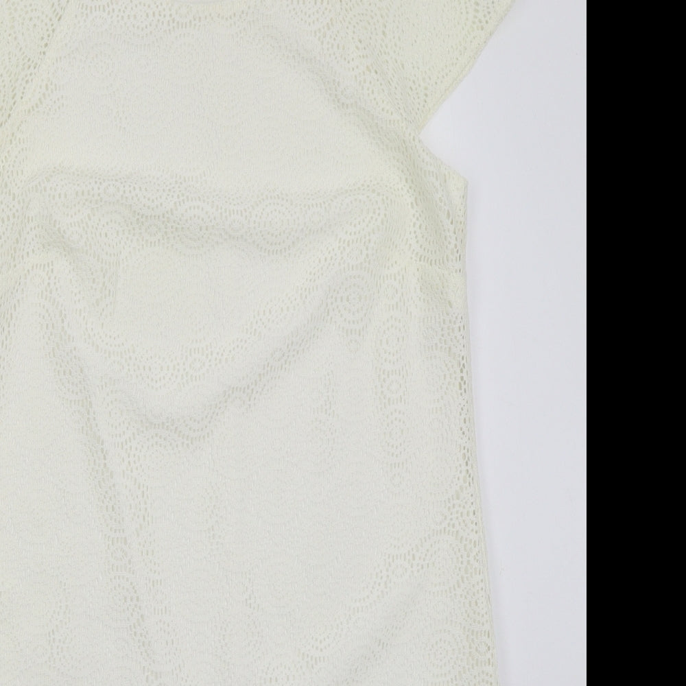 F&F Womens Ivory Polyester A-Line Size 12 Round Neck Pullover