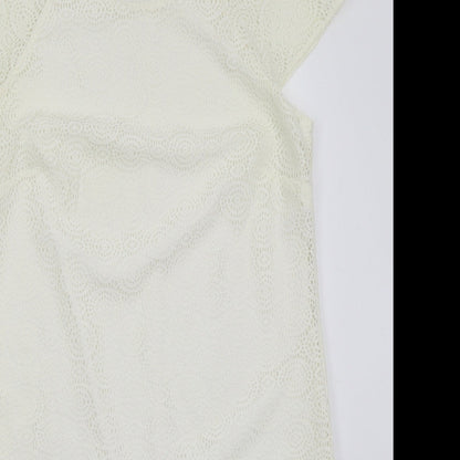 F&F Womens Ivory Polyester A-Line Size 12 Round Neck Pullover