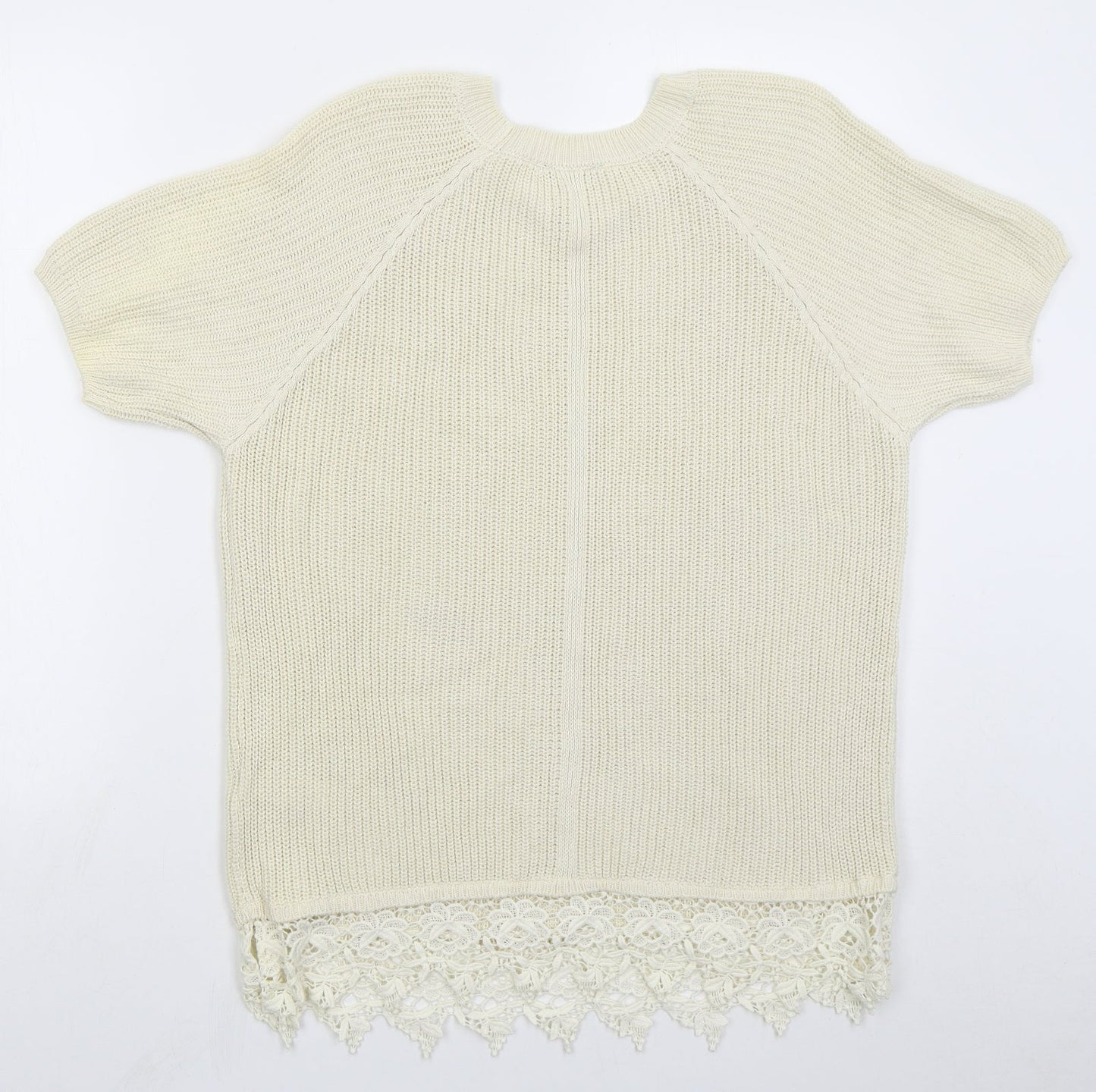 F&F Womens Beige Crew Neck Cotton Pullover Jumper Size 14