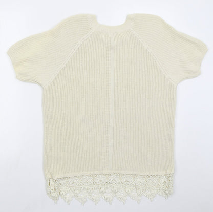 F&F Womens Beige Crew Neck Cotton Pullover Jumper Size 14