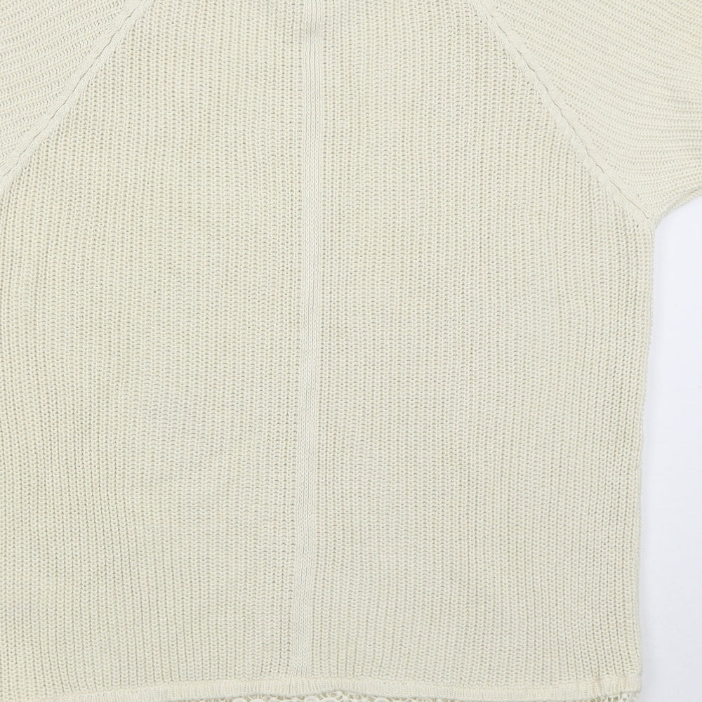 F&F Womens Beige Crew Neck Cotton Pullover Jumper Size 14