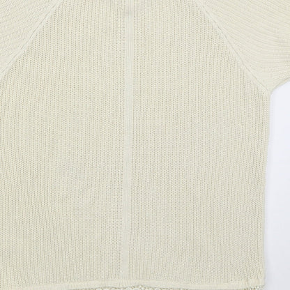 F&F Womens Beige Crew Neck Cotton Pullover Jumper Size 14