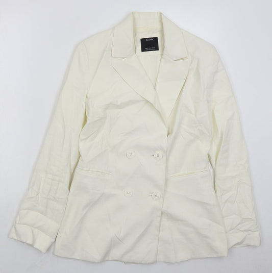 Bershka Womens White Vinyl Jacket Suit Jacket Size S