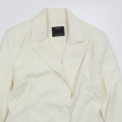 Bershka Womens White Vinyl Jacket Suit Jacket Size S