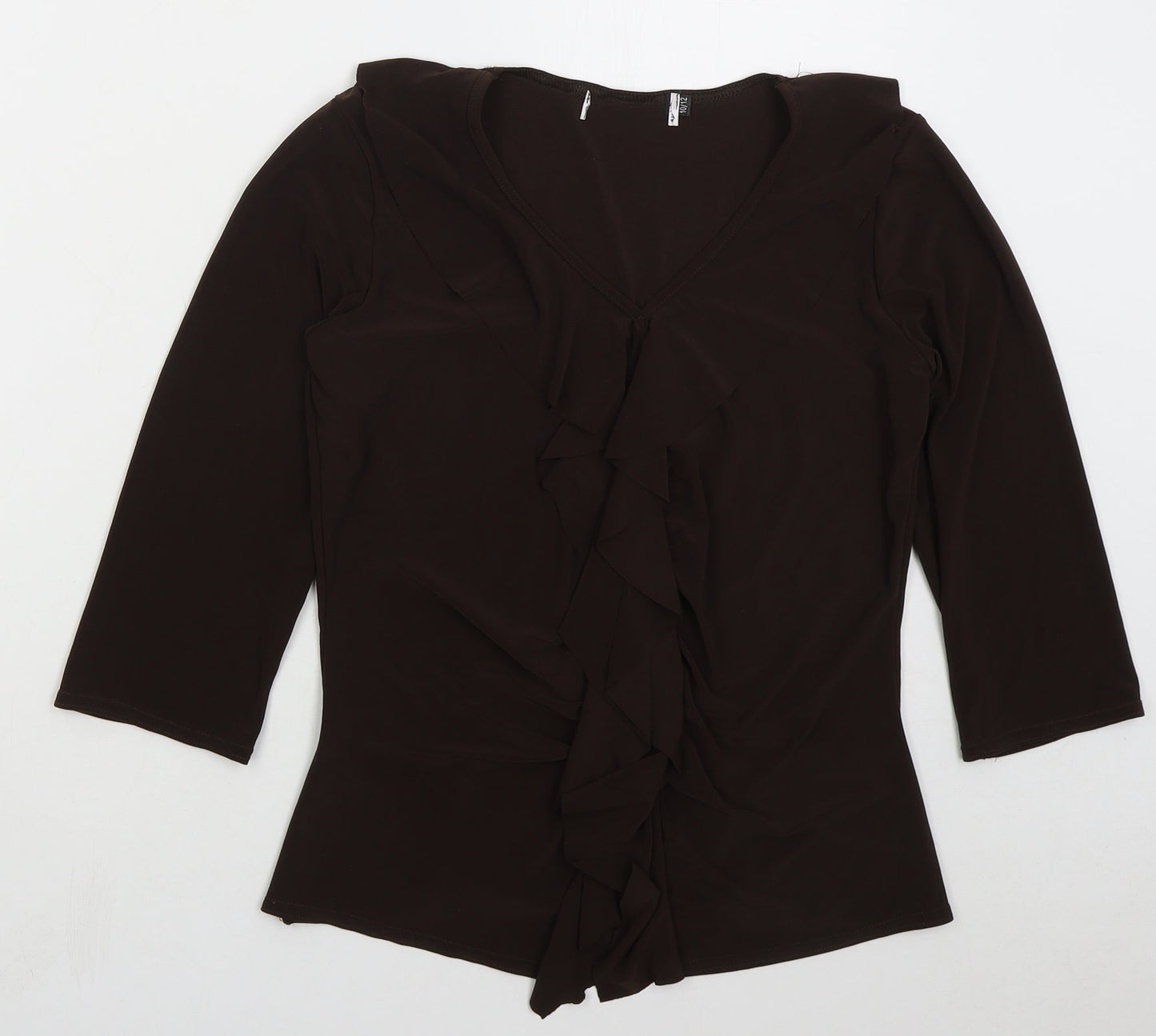 Womens UK Size 10 Preworn Brown Basic Blouse