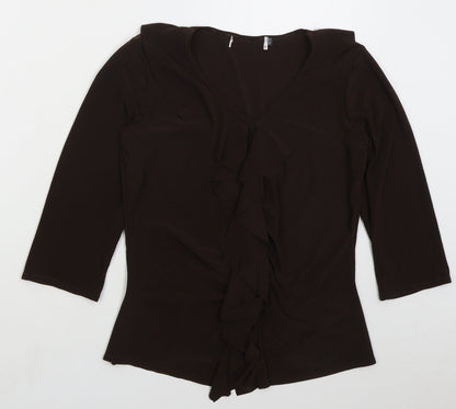 Womens UK Size 10 Preworn Brown Basic Blouse