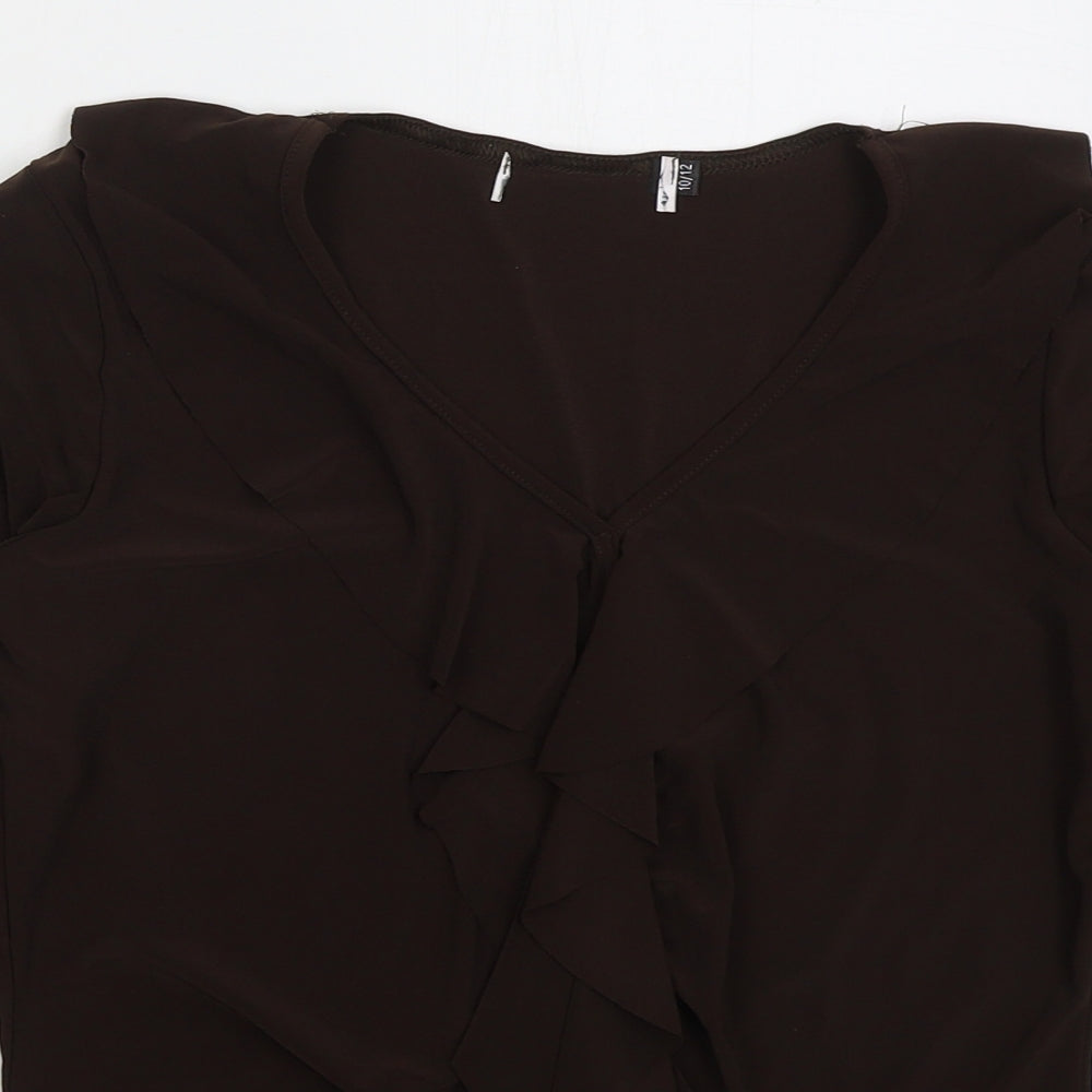 Womens UK Size 10 Preworn Brown Basic Blouse