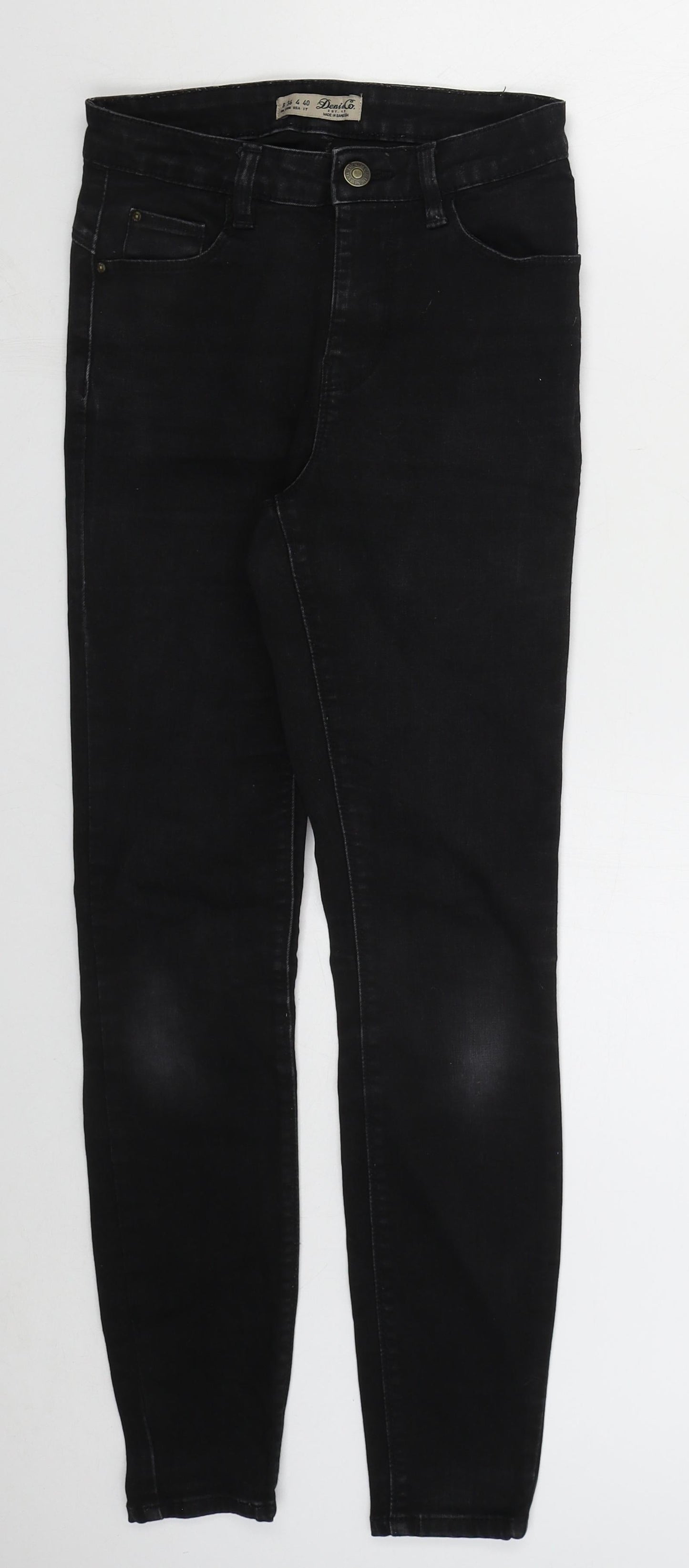 Denim Co Womens Black Cotton Skinny Jeans Size 8 L28 in Regular Button