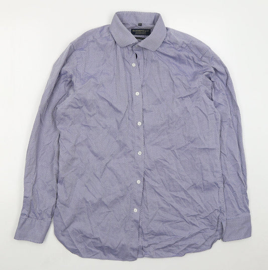 Mens UK Collar Size 16.5 Hammond & Co Smart Blue  Dress Shirt