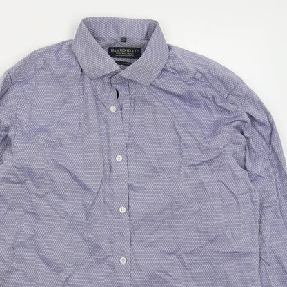 Mens UK Collar Size 16.5 Hammond & Co Smart Blue  Dress Shirt