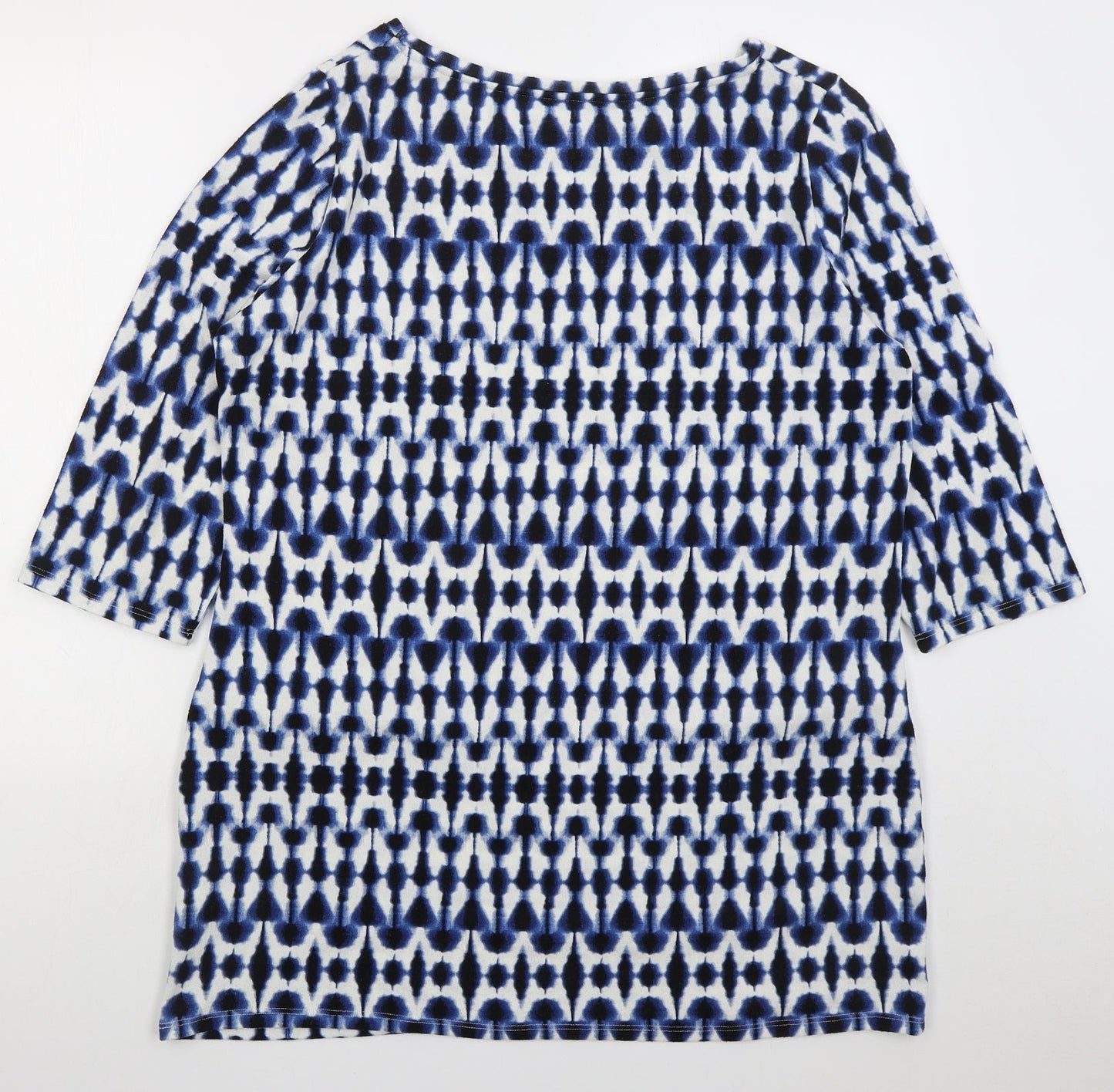 F&F Womens Blue Boat Neck Geometric Polyester Pullover Jumper Size 20