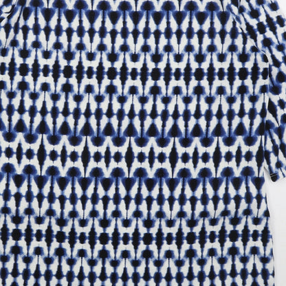 F&F Womens Blue Boat Neck Geometric Polyester Pullover Jumper Size 20