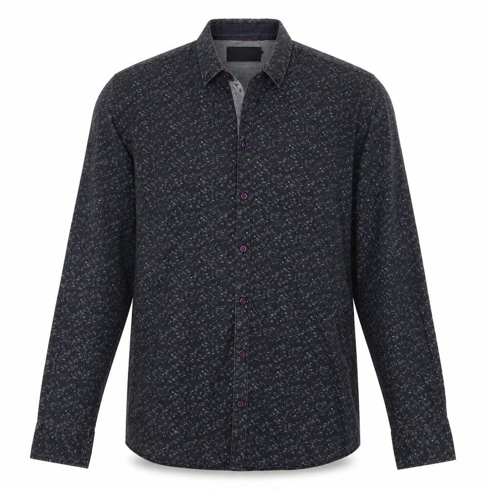 Mens UK Size L Vito Grey  Button-Up Long Sleeve Casual Shirt