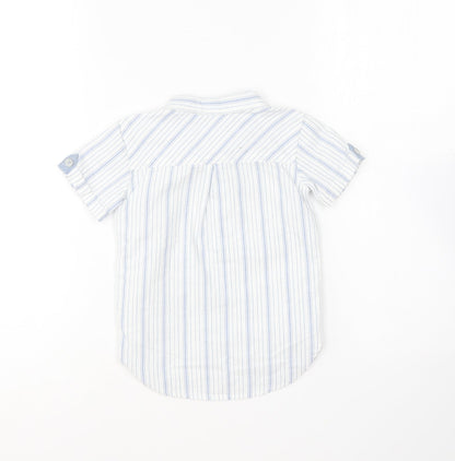 George Baby Black Striped Cotton Basic Button-Up Size 12-18 Months Collared