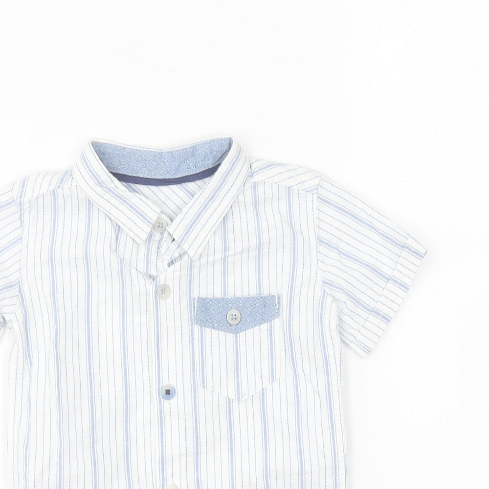 George Baby Black Striped Cotton Basic Button-Up Size 12-18 Months Collared