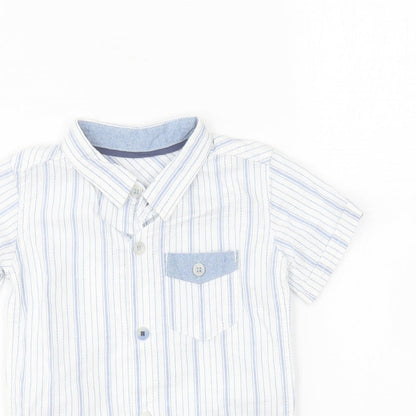 George Baby Black Striped Cotton Basic Button-Up Size 12-18 Months Collared