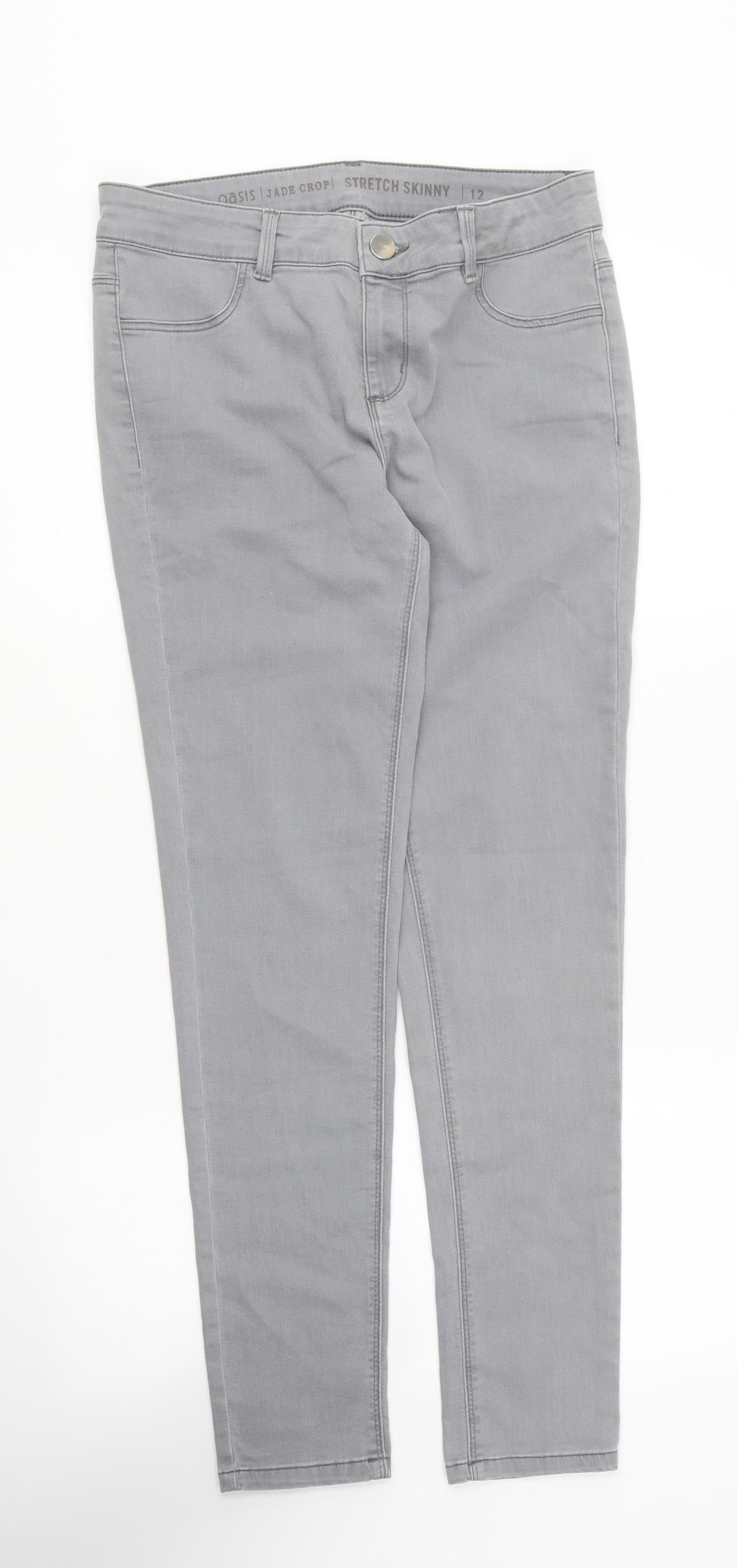 Oasis Womens Grey Cotton Skinny Jeans Size 12 L26 in Regular