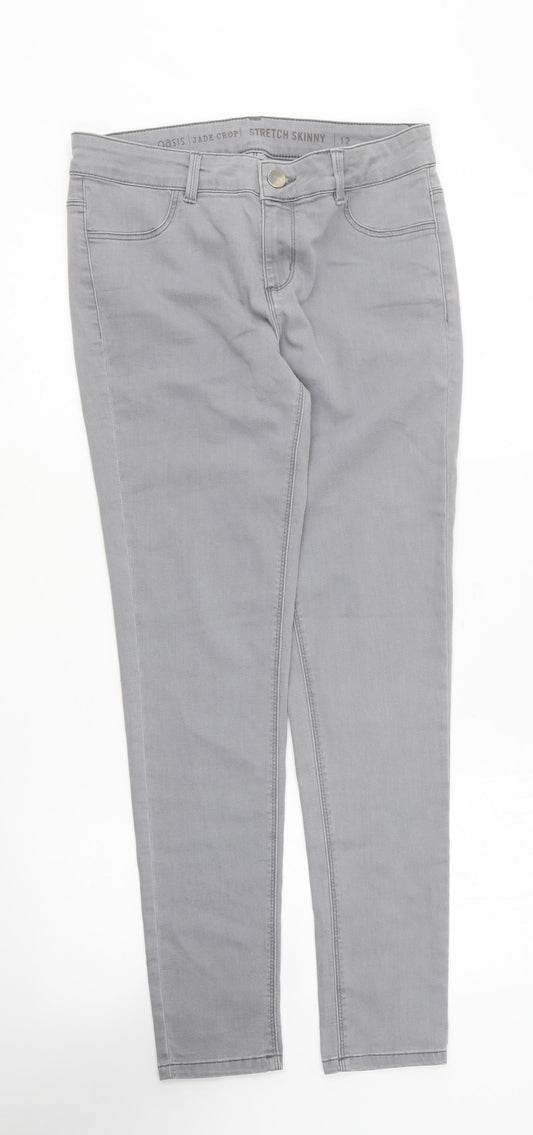 Oasis Womens Grey Cotton Skinny Jeans Size 12 L26 in Regular