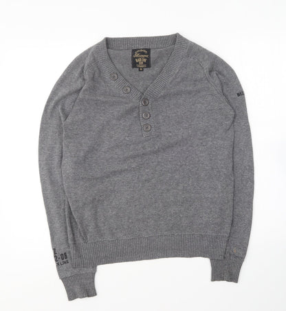 Mezaguz Mens Grey V-Neck Cotton Pullover Jumper Size S - `