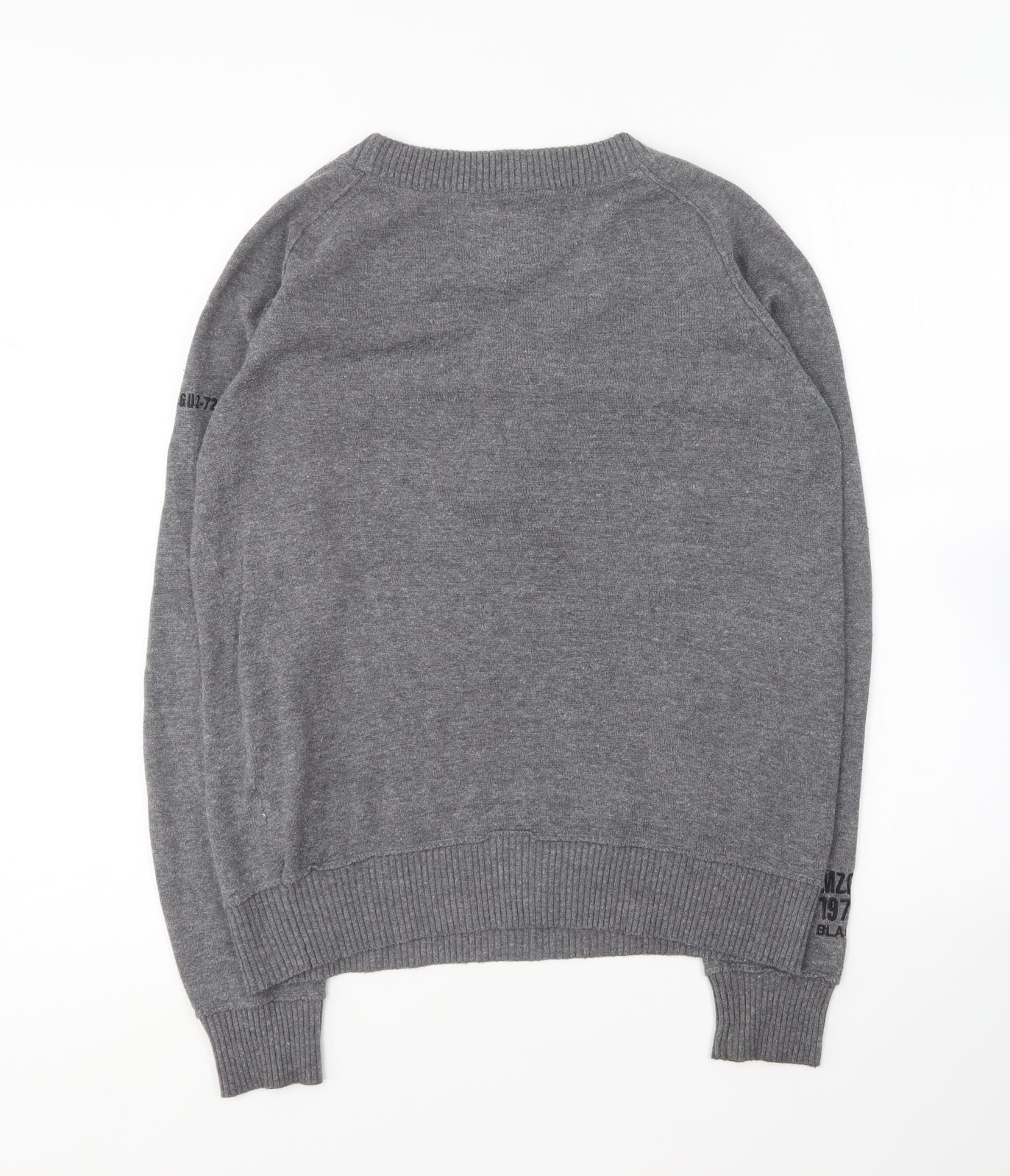 Mezaguz Mens Grey V-Neck Cotton Pullover Jumper Size S - `