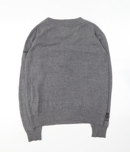 Mezaguz Mens Grey V-Neck Cotton Pullover Jumper Size S - `