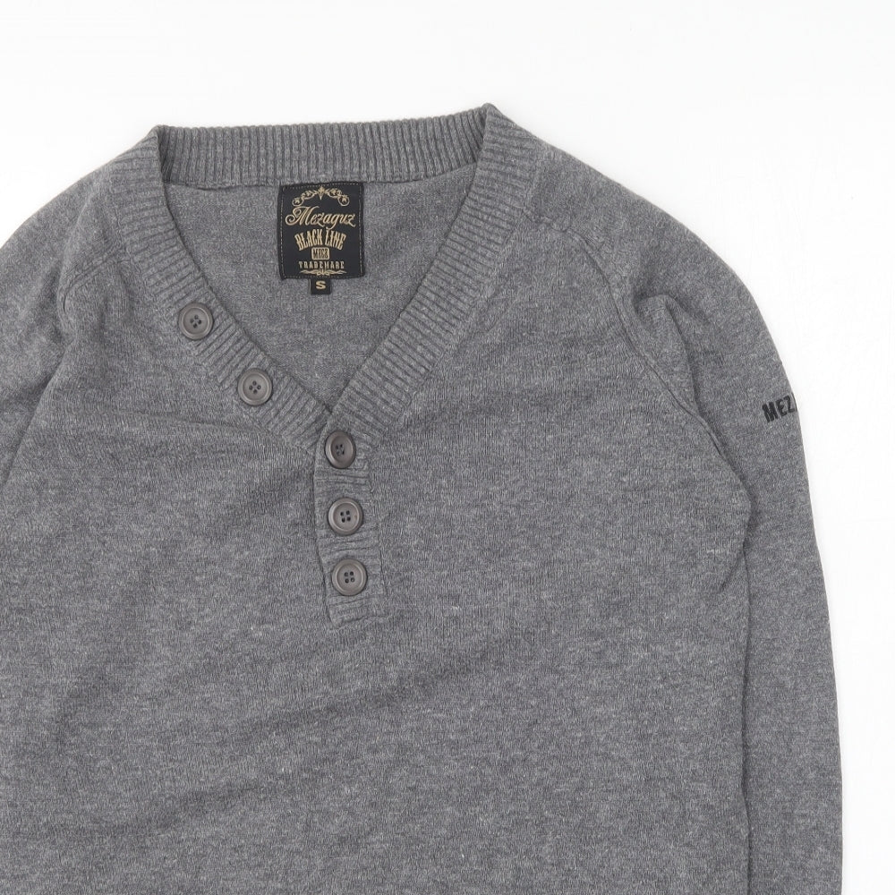 Mezaguz Mens Grey V-Neck Cotton Pullover Jumper Size S - `