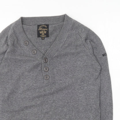 Mezaguz Mens Grey V-Neck Cotton Pullover Jumper Size S - `