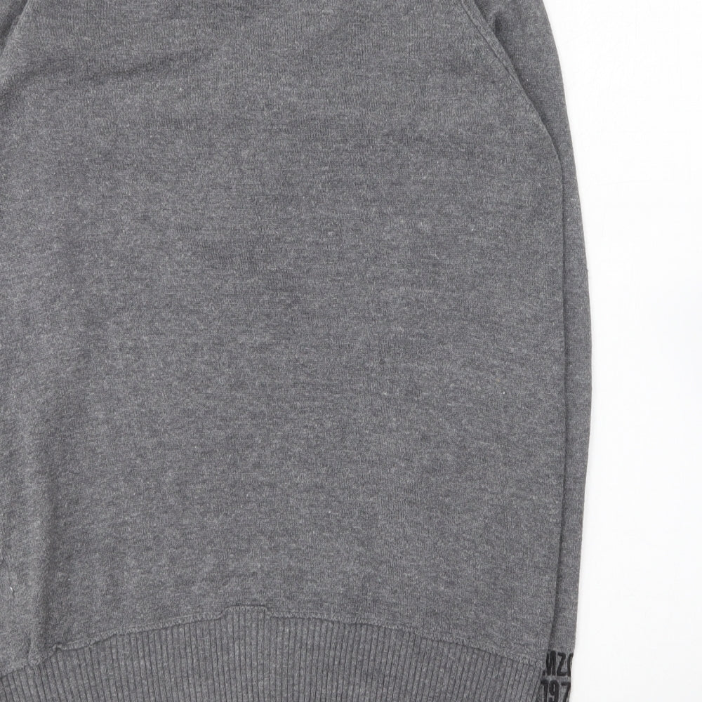 Mezaguz Mens Grey V-Neck Cotton Pullover Jumper Size S - `