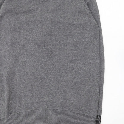 Mezaguz Mens Grey V-Neck Cotton Pullover Jumper Size S - `